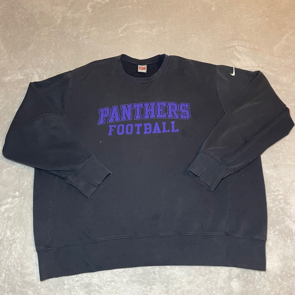 Vintage Nike Team Sweatshirt Mens XL Black Purple Panthers Football Crewneck Y2K